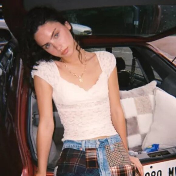 NWT UO Kimchi Blue Clementine Femme Ivory Top - Picture 4 of 5